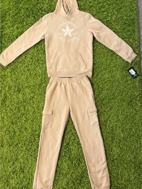 Converse Kids Beige Hoodie & Cargo Jogger Set